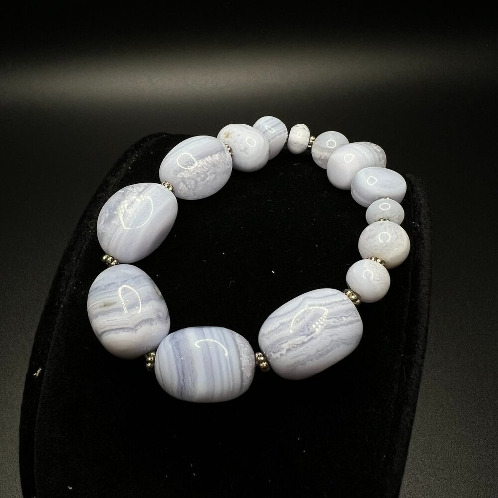 🚨 FINAL SALE 🚨 Blue Lace Agate and Sterling Silver Bead Bracelet